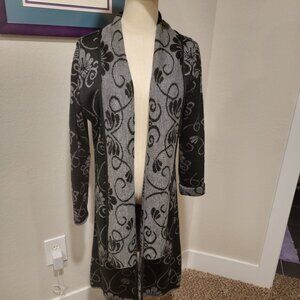 Int'l Gift - 100% Alpaca 38" length Sweater Blk/Gray Reversible. Beautiful/Warm!